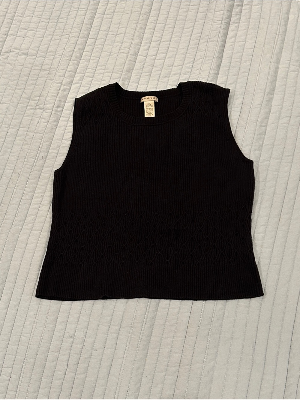Apostrophe Black Textured Sweater Tank